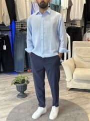 Müslin Kumaş Bebe Mavisi Oversize Gömlek