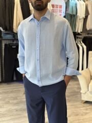 Müslin Kumaş Bebe Mavisi Oversize Gömlek