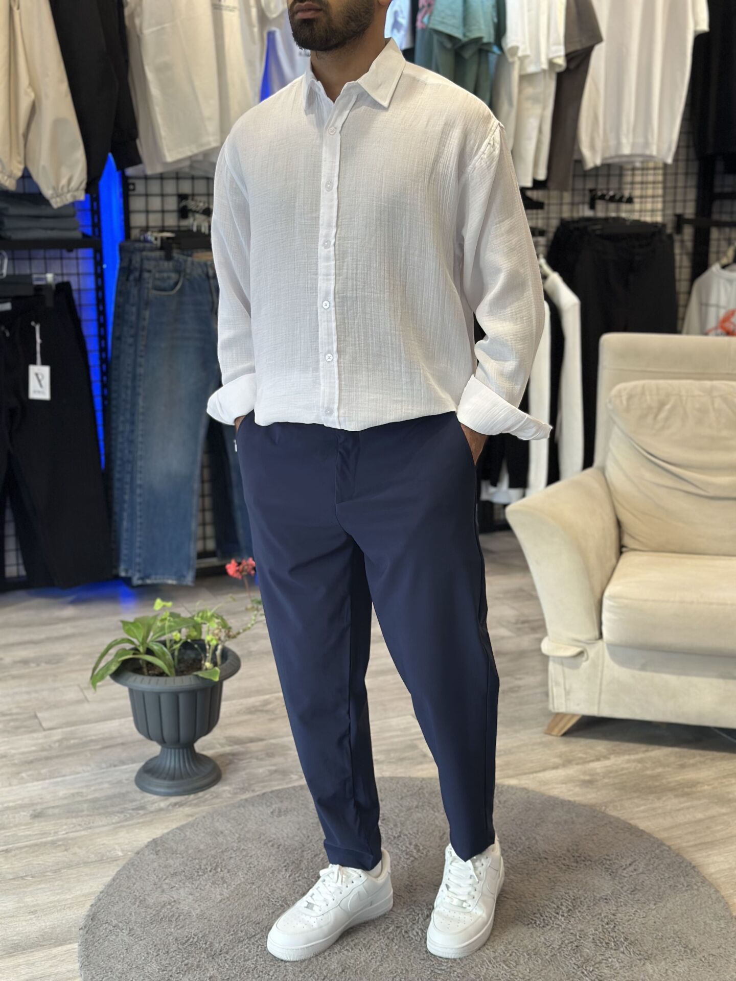 Müslin Kumaş Beyaz Oversize Gömlek