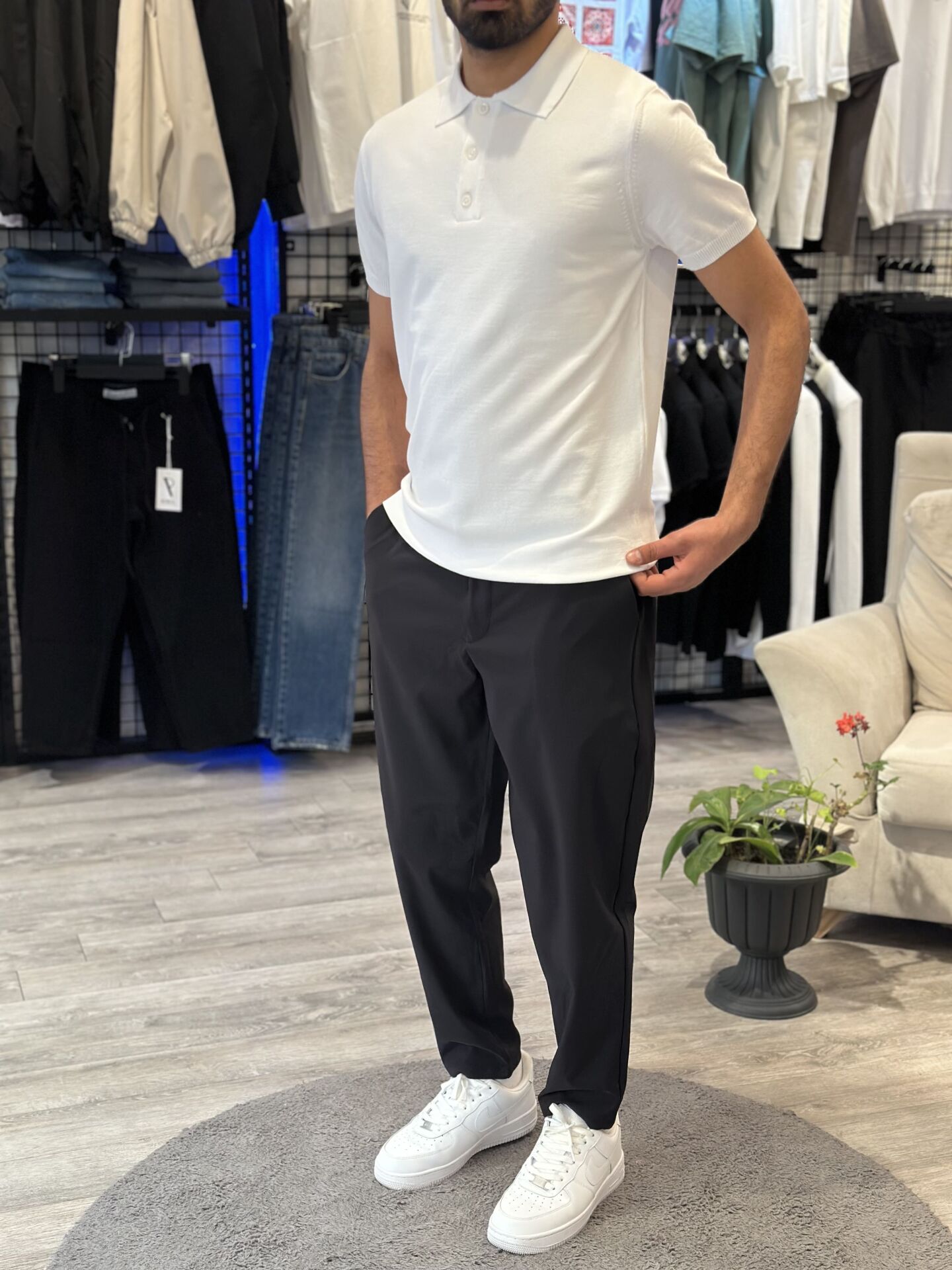 Polo Yaka Beyaz Triko