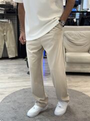 Baggy Kalıp Bej Kumaş Pantolon