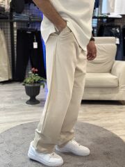 Baggy Kalıp Bej Kumaş Pantolon