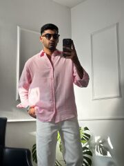 Müslin Kumaş Pembe Gömlek
